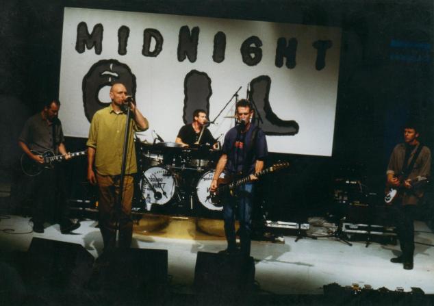 Midnight Oil: Martin Rotsey, Peter Garret, Rob Hirst, Jim Moginie and Peter Gifford.
